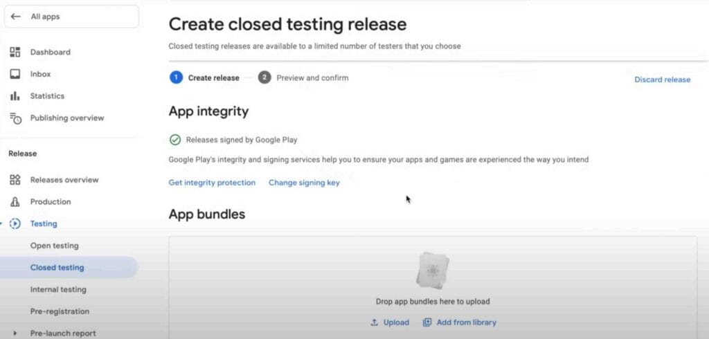 Upload App Bundle for Play store