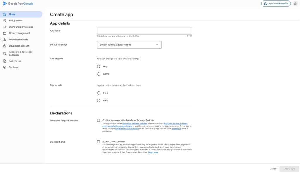 Create Your App for play store